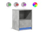 Syfax™ Comodino Con Luci Led Grigio Cemento In Legno Multistrato
