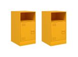 Syfax™ Comodini 2 Pz Giallo Senape 34,5X39X62 Cm In Acciaio