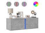 Syfax™ Mobile Tv A Parete Con Luci Led Grigio Cemento 100X31X35 Cm
