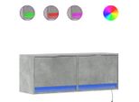 Syfax™ Mobile Tv A Parete Con Luci Led Grigio Cemento 100X31X35 Cm