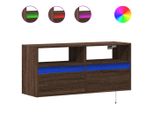 Syfax™ Mobile Tv A Parete Con Luci Led Rovere Marrone 100X31X45 Cm
