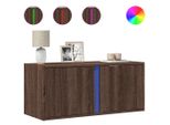 Syfax™ Mobile Tv A Parete Con Luci Led Rovere Marrone 80X31X35 Cm