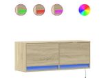 Syfax™ Mobile Tv A Parete Con Luci Led Rovere Sonoma 100X31X35 Cm