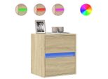 Syfax™ Mobile Tv A Parete Con Luci Led Rovere Sonoma 41X31X45 Cm