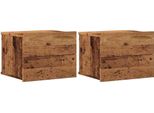 Syfax™ Comodini A Muro 2 Pz Legno Antico 40X32X30 Cm