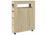 Syfax™ Mobile Da Bagno Stretto Con Ruote Rovere Sonoma In Truciolato