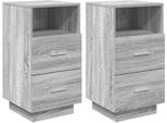 Syfax™ Comodini 2 Pz Con 2 Cassetti Grigio Sonoma 36X36X68 Cm
