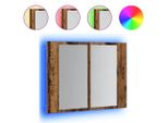 Syfax™ Mobile Specchio Led Legno Antico 60X12X45 Cm Legno Multistrato