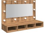 Syfax™ Mobiletto A Specchio Con Led In Rovere Artigianale 90X31,5X62 Cm