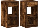 Syfax™ Comodini Con Cassetto 2 Pz Rovere Fumo 35X34X66,5 Cm