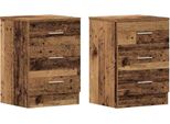 Syfax™ Comodini 2 Pz Legno Antico 38X35X55 Cm In Legno Multistrato