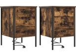 Syfax™ Armadio Da Notte Con Cassetto 2 Pcs Rovere Fumé 42 X 41 X 61 Cm