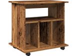 Syfax™ Armadietto Con Ruote Legno Antico 60X45X60 Cm Legno Multistrato