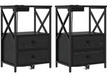 Syfax™ Armadio Da Notte Con Cassetto 2 Pcs Rovere Nero 40 X 31 X 60 Cm