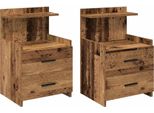 Syfax™ Comodini 2 Pz Con 2 Cassetti In Legno Vecchio 40X36,5X62 Cm