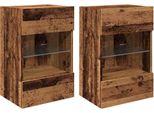 Syfax™ Mobili Da Parete Con Luci Led Per Tv 2Pz Legno Vecchio 40X30X60,5 Cm