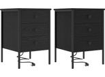 Syfax™ Armadio Da Notte Con Cassetto 2 Pcs Rovere Nero 42 X 41 X 61 Cm