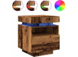 Syfax™ Comodino Con Luci Led Legno Antico 40X39X48,5 Cm