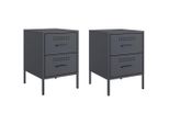 Syfax™ Comodini 2 Pz Antracite 36X39X50,5 Cm In Acciaio
