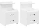 Syfax™ Comodini 2 Pz Con 2 Cassetti Bianchi 40X36,5X62 Cm