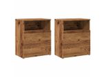 Syfax™ Comodini Legno Antico 2 Pz 50X32X60 Cm In Legno Multistrato