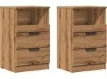 Syfax™ Comodini 2Pz Rovere Artigianale 40X36X65Cm In Legno Multistrato