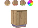 Syfax™ Comodini Con Luci A Led 2 Pz Rovere Artigianale 38X34X50 Cm