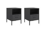 Syfax™ Comodini 2 Pz Nero 36X39X50,5 Cm In Acciaio