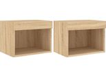 Syfax™ Comodini Con Luci Led A Parete 2Pz Rovere Sonoma