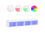 Syfax™ Mobili Porta Tv Con Luci Led 2 Pz Bianchi 80X30X30 Cm