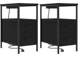 Syfax™ Armadio Da Notte Con Cassetto 2 Pcs Rovere Nero 30 X 48 X 61 Cm
