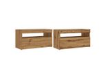 Syfax™ Mobili Porta Tv Con Led 2 Pz Artigianale In Legno Multistrato