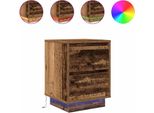 Syfax™ Comodini Con Luci A Led 2 Pz Legno Antico 38X34X50 Cm