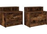 Syfax™ Comodini Con Cassetto 2 Pz Rovere Fumo 51X31X47 Cm