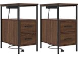 Syfax™ Armadio Da Notte 2 Pcs Rovere Marrone 30 X 48 X 61 Cm