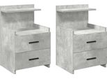 Syfax™ Comodini 2 Pz Con 2 Cassetti Grigio Cemento 40X36,5X62 Cm
