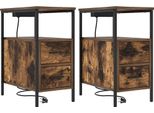 Syfax™ Armadio Da Notte Con Cassetto 2 Pcs Rovere Fumé 30 X 48 X 61 Cm