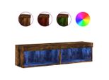 Syfax™ Mobili Porta Tv Con Luci Led 2 Pz Rovere Fumo 60X30X30 Cm