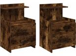 Syfax™ Comodini 2 Pz Con 2 Cassetti Rovere Affumicato 40X36,5X62 Cm