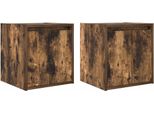 Syfax™ Comodini A Muro 2 Pz Rovere Fumo 38X34X40 Cm