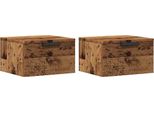 Syfax™ Comodini A Muro 2 Pz Legno Antico 34X30X20 Cm