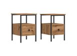 Syfax™ Comodini 2Pz Rovere Artigianale 34X36X50Cm In Legno Multistrato
