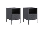 Syfax™ Comodini 2 Pz Antracite 36X39X50,5 Cm In Acciaio