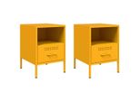 Syfax™ Comodini 2 Pz Giallo Senape 36X39X50,5 Cm In Acciaio