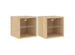 Syfax™ Mobili Tv A Parete Con Luci Led 2Pz Rovere Sonoma 30X28,5X30 Cm