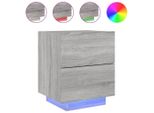Syfax™ Comodino Con Luci Led Grigio Sonoma In Legno Multistrato