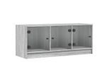 Syfax™ Mobile Porta Tv Con Ante In Vetro Grigio Sonoma 102X37X42 Cm