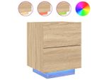 Syfax™ Comodino Con Luci Led Rovere Sonoma In Legno Multistrato