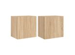 Syfax™ Mobili Tv Muro 2Pz Rovere Sonoma 40,5X30X40Cm Legno Multistrato