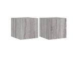 Syfax™ Mobili Tv A Parete Con Luci Led 2Pz Grigio Sonoma 30,5X35X30 Cm